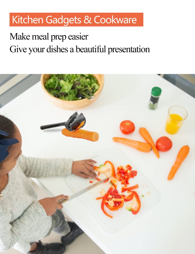 DAJOOEE Carrot Curler and Peeler, Black Carrot Spiral Shred Slicer Root Vegetables Fruits Slicer Sharpener Garnishing Tool (Plastic) - Image 5